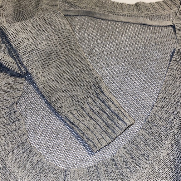 Inhabit Grey Open Draped Back Linen Sweater - Picture 11 of 16